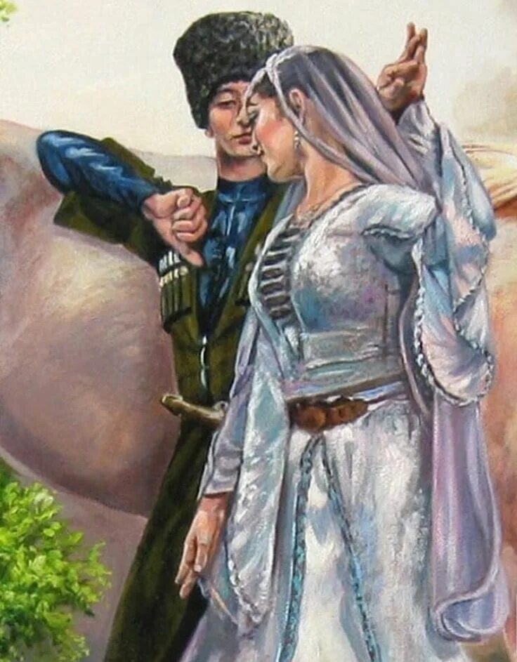 Джигит кавказа ансамбль. Кавказ джигит горянка. Аслан кармоков картины. Невеста джигита. Кавказские танцы.
