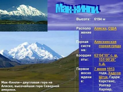 Географические координаты мак кинли широта