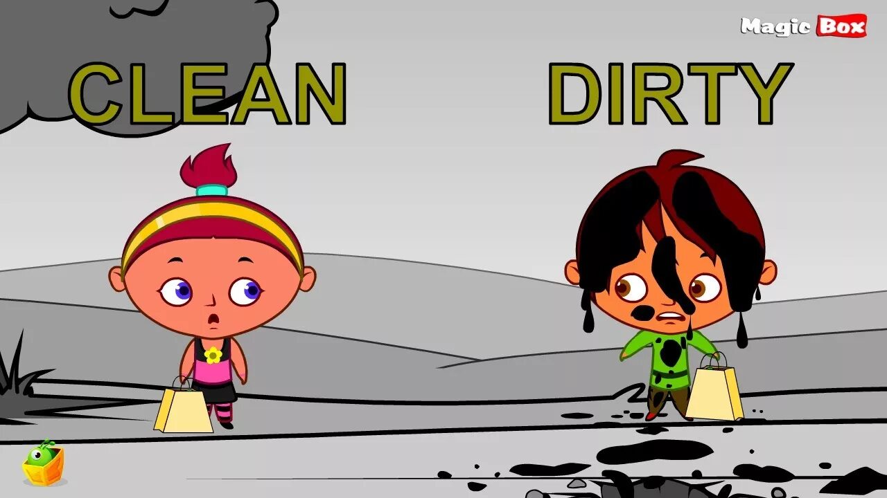 Clean and Dirty for Kids. Clean Dirty картинка для детей. Clean Dirty opposites. Мультяшная Dirty.