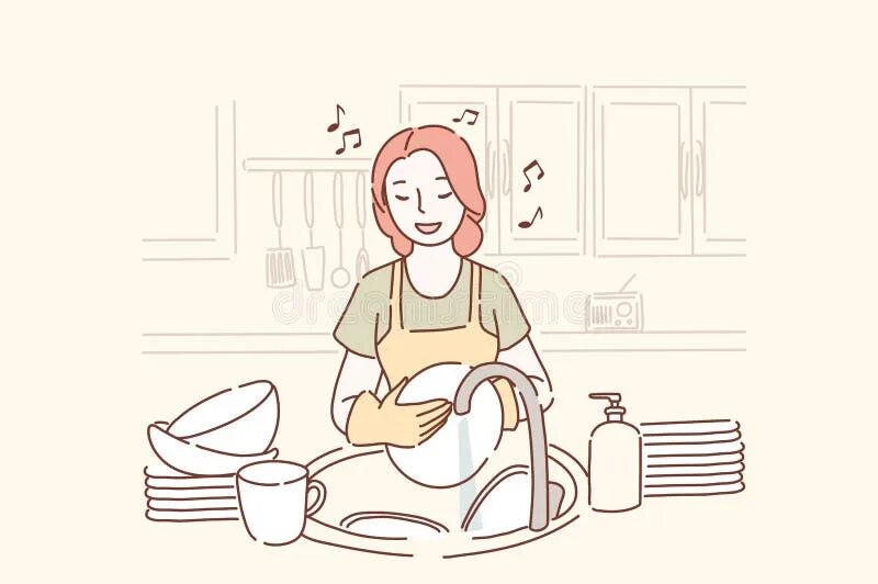 They do the washing up. Мама на кухне иллюстрация. Мама моет посуду. Женщина моет посуду. Картина мама моет посуду.