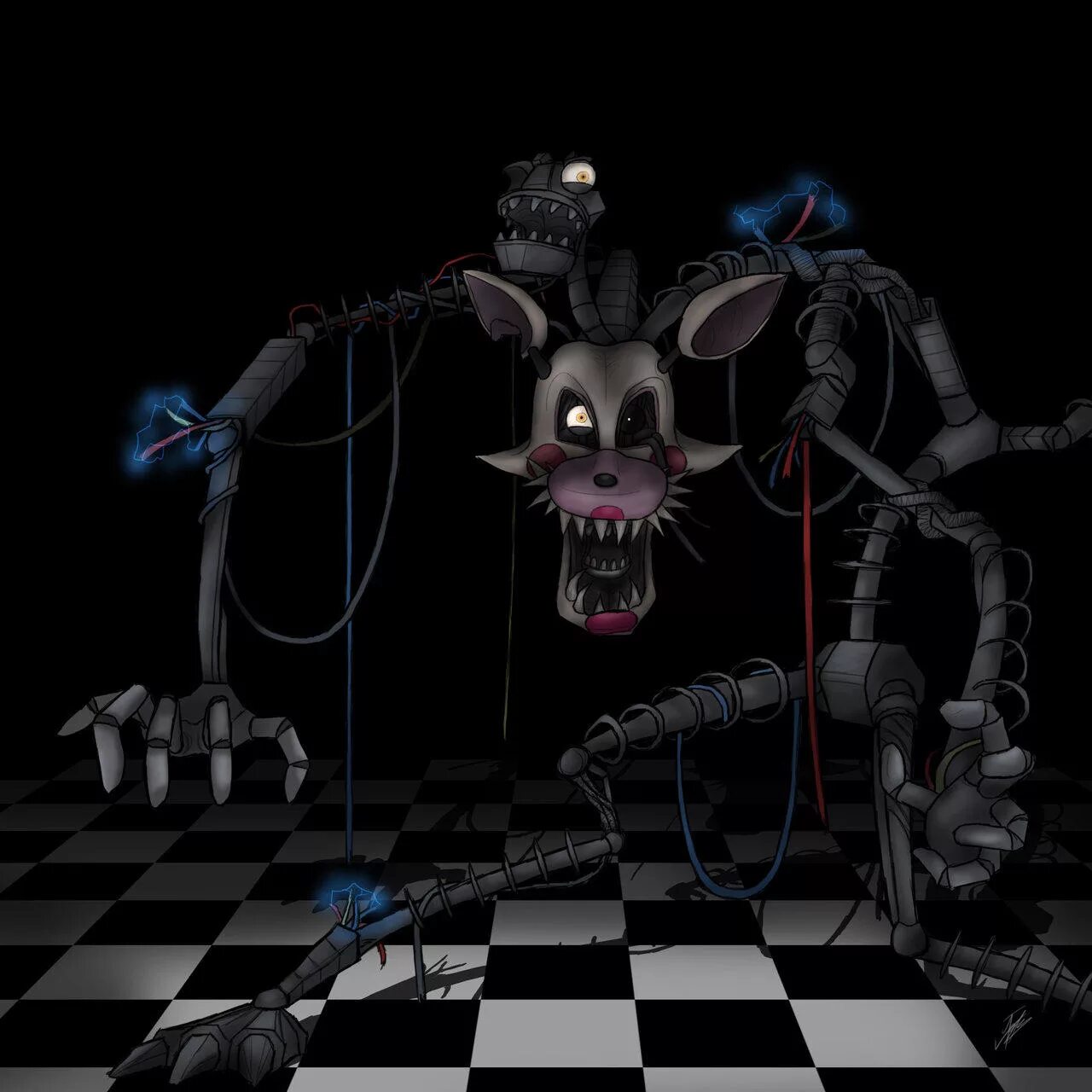 страшные аниматроники фнаф 9. аниматроники арт мангл укус 87. фото силуэта мангл в темноте. фантайм фредди страшно. мангл найт лайт.