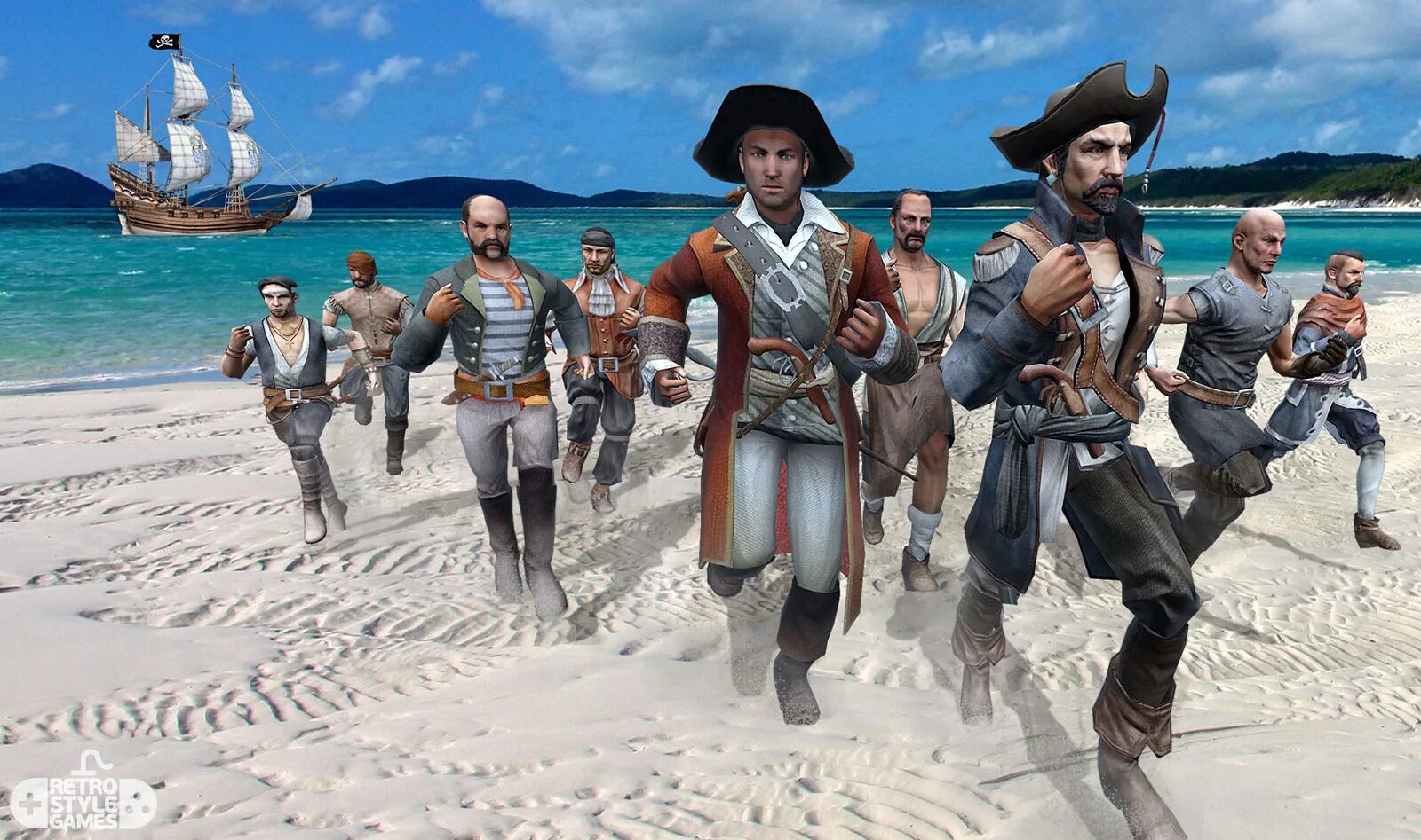 Море воров пираты Карибского моря. Команда пиратов. Пират 3d. Карибские острова пираты.