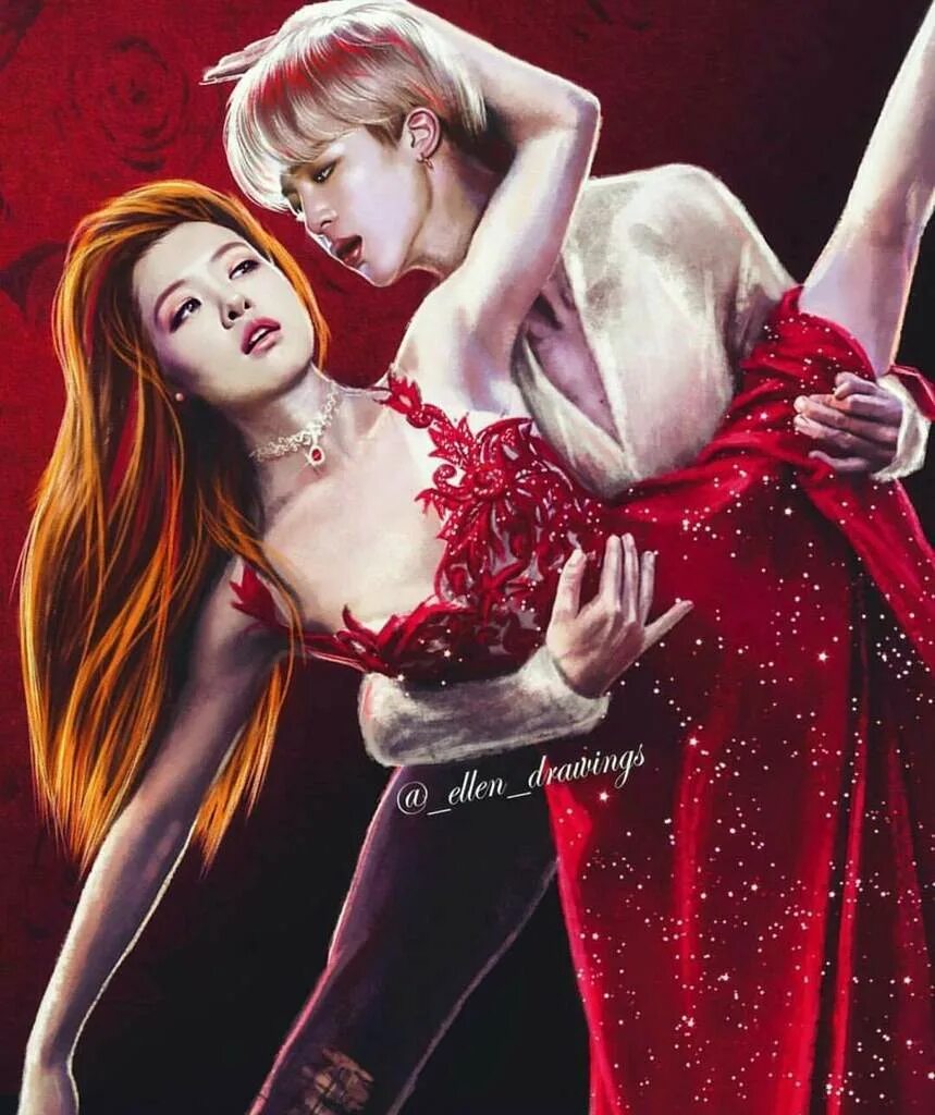 чонгук и розе арт. чонгук бтс арт. арты bts и blackpink. лалиса и чонгук. блэк пинк лиса и чонгук арт.