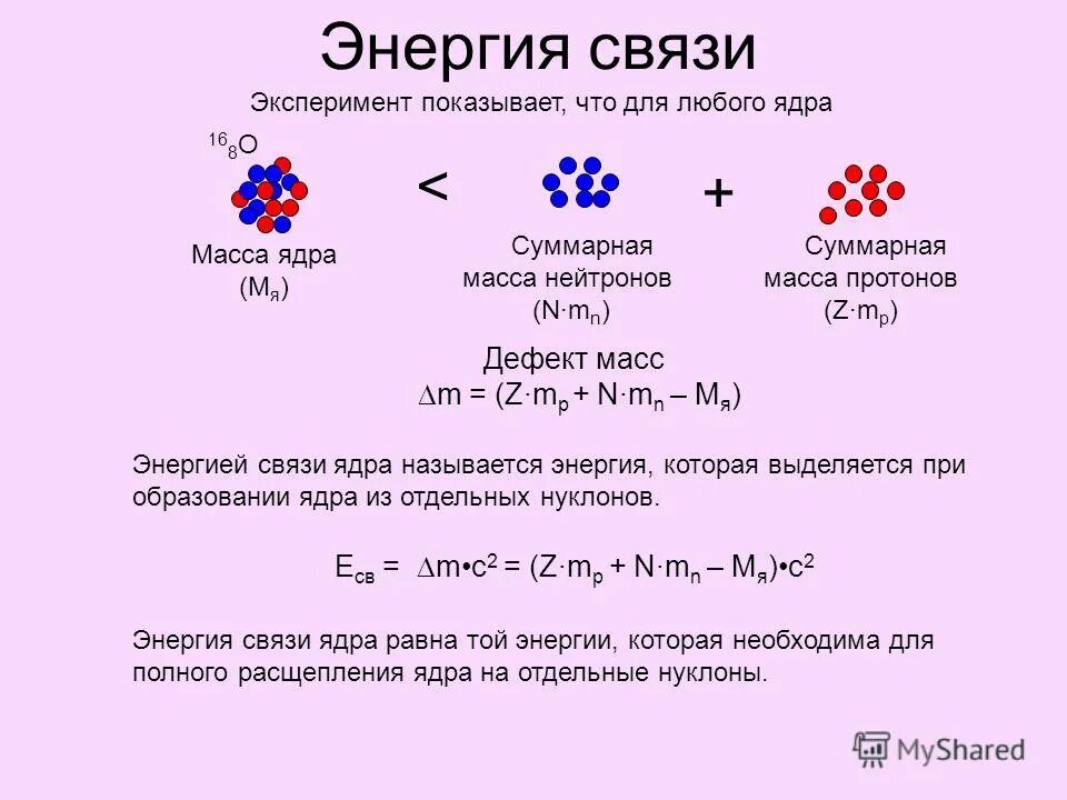 Масса нейтрона в а е м. Энергия связи атомных ядер. Масса Протона и нейтрона. Строение атомного ядра, взаимосвязь массы и энергии..