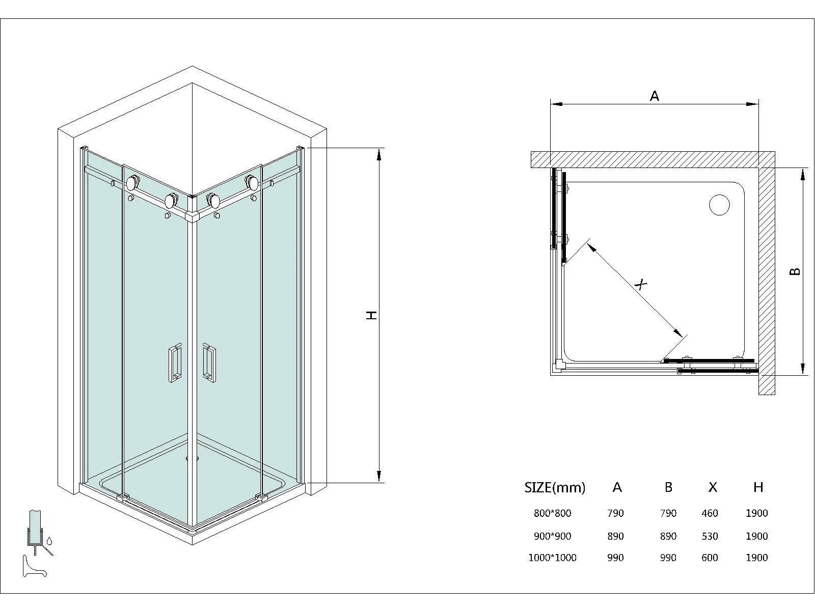Душевая кабина 100х80 чертеж. АКВАСЛАЙД душевая кабина чертеж. Душевые кабины угловое открывание размер. Душевая кабина 100х100 чертеж. Толщина стекла душевой