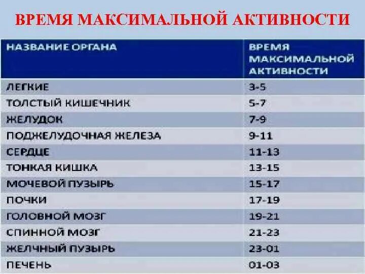 Таблица активности меридианов. Время активности меридианов. Часы активности меридианов внутренних органов. Схема суточной активности меридианов.