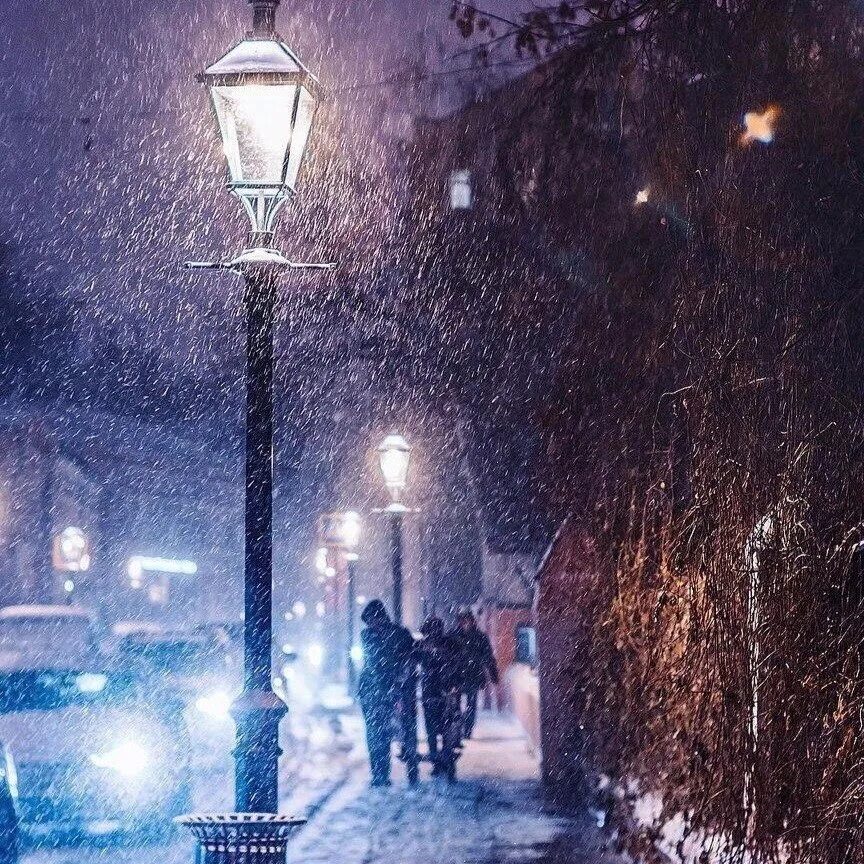 Падает снег город. Зимняя улица. Ночной зимний город. Фонарь зимой. Снег фонарь.