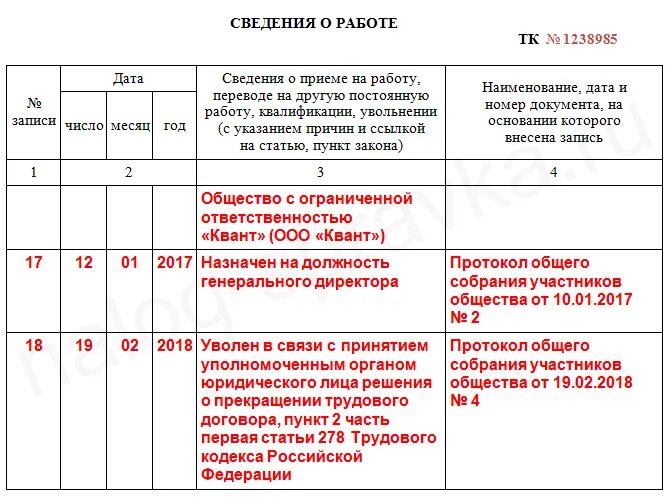 Увольнение гендиректора. Запись об увольнении директора в трудовой книжке образец. Как записать увольнение генерального директора в трудовой книжке. Трудовая книжка увольнение генерального директора образец. Увольнение ген директора запись в трудовой книжке.