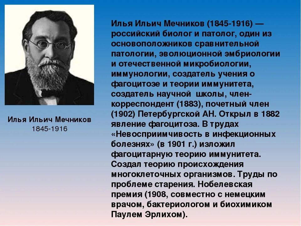 Основоположник современной научной анатомии. Мечников и.и. (1845-1916). И. И. Мечникова (1845— 1916)..