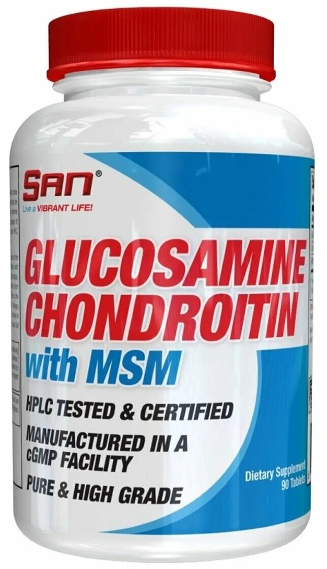 San Glucosamine Chondroitin. San Glucosamine Chondroitin MSM 90. Глюкозамин хондроитин с МСМ (Glucosamine Chondroitin with MSM).