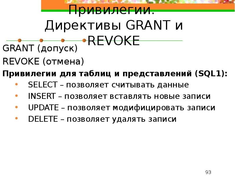 Отменены привилегии. Команда Grant в SQL. Операторы Grant и revoke. 5. Привилегии. Директивы Grant и revoke. Команды Grant и revoke относятся.