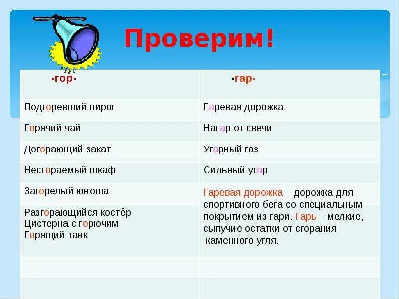 Сгорать в корне слова. Гар гор. Правила гар гор. Стихотворение гор гар. Гар гор зар.