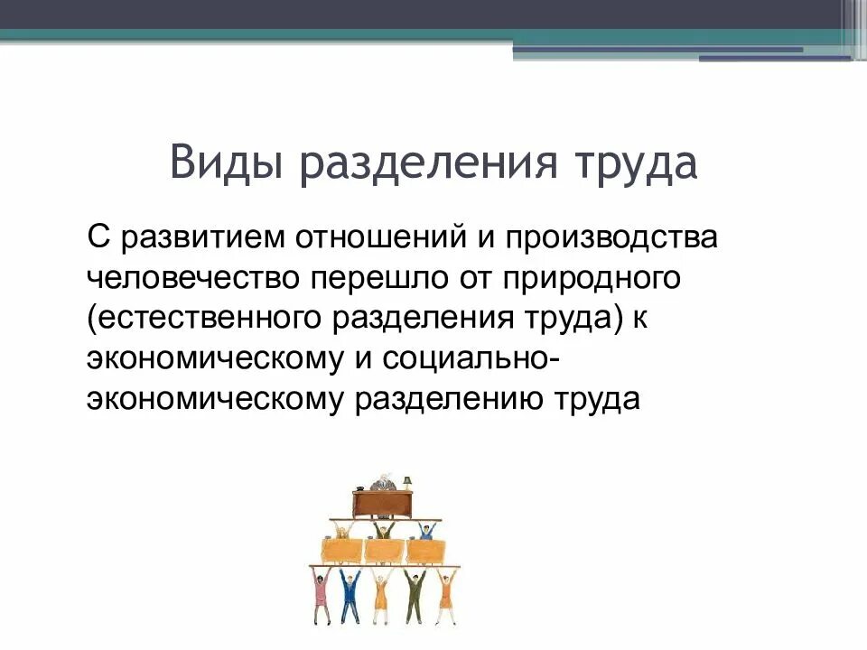 Какова разделения труда в развитии производства. Экономическая граница разделения труда. Роль разделения труда. Принцип разделения труда. Три вида разделения труда.