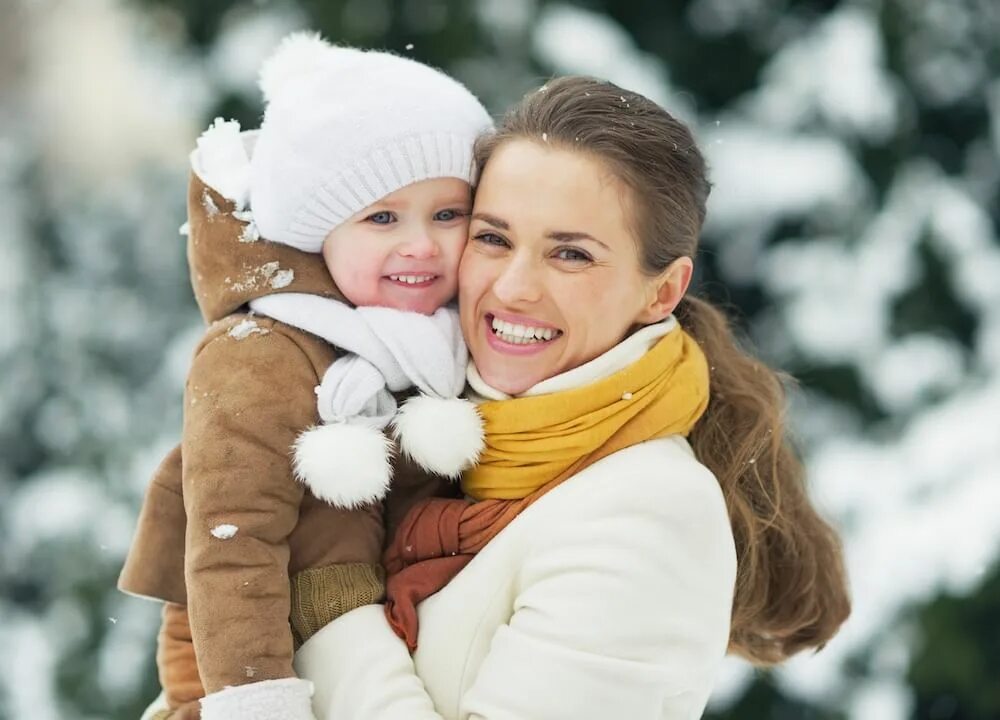 Beautiful Mother and Daughter Winter Portrait Stock Photo - Image of child, natu