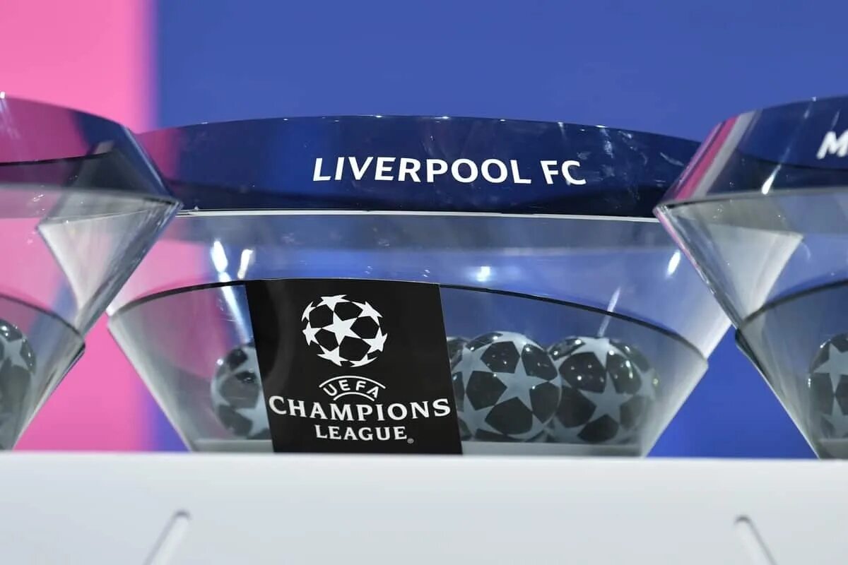 Champions league drawn. Liverpool Champions League badge. Champions League draw.