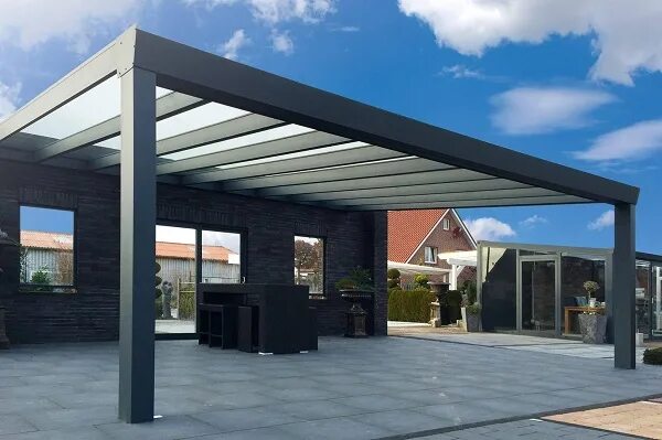 Навес для машин с несущей и вспомогательными опорами Modern garage, Car porch de