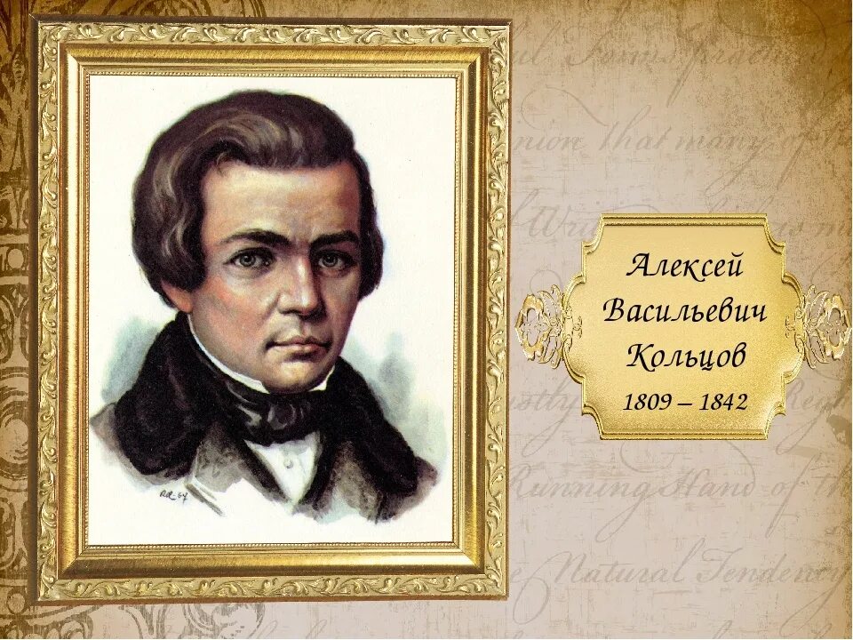 Какой писатель родился 1809. Портрет Кольцова Алексея Васильевича. Кольцов портрет.