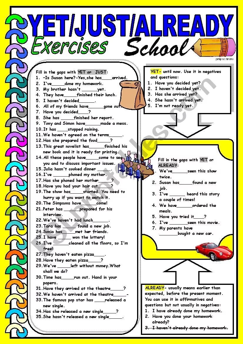 Yet in questions. Present perfect в английском языке Worksheets. Yet already упражнения. Yet already just упражнения. Just already yet Worksheet.