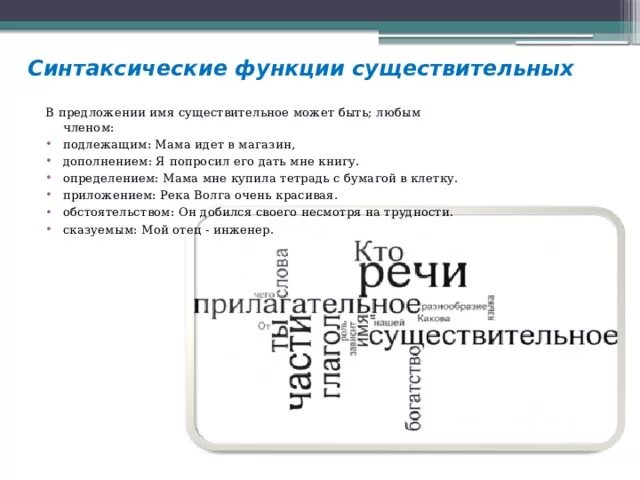 Имя существительное функция в предложении. Синтаксическая функция существительных. Синтаксическая функция. Синтаксическая функция имени существительного. Синтаксическая функция имен существительных.