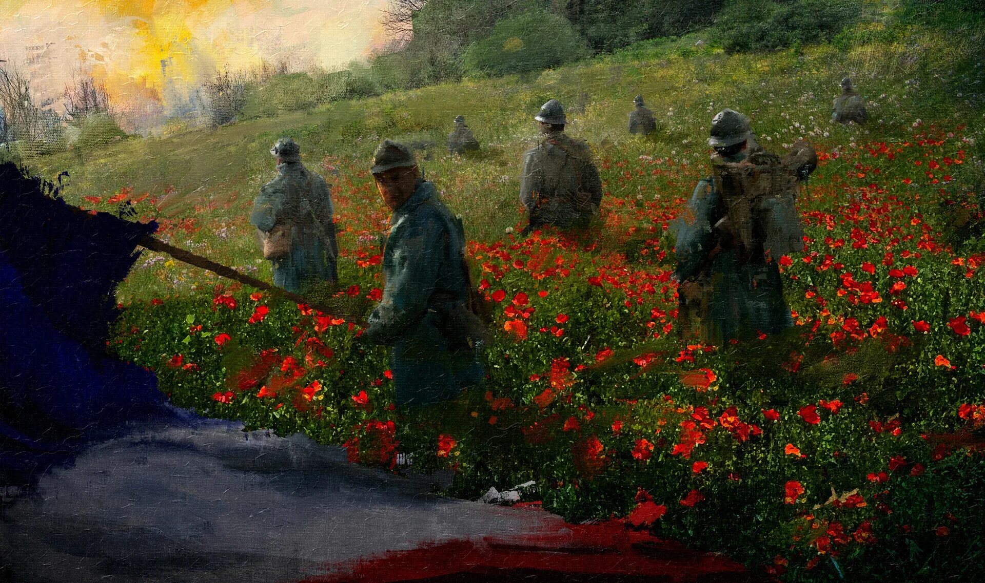 День поде. Ф. Валлоттона «Верден. Картина войны». Маковые поля Верден с танком. Verdun on ne passe pas.