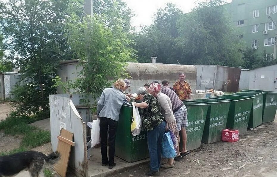 Пенсионеры возле помоек в России. Бабки дерутся за просрочку. Рыться в мусорке