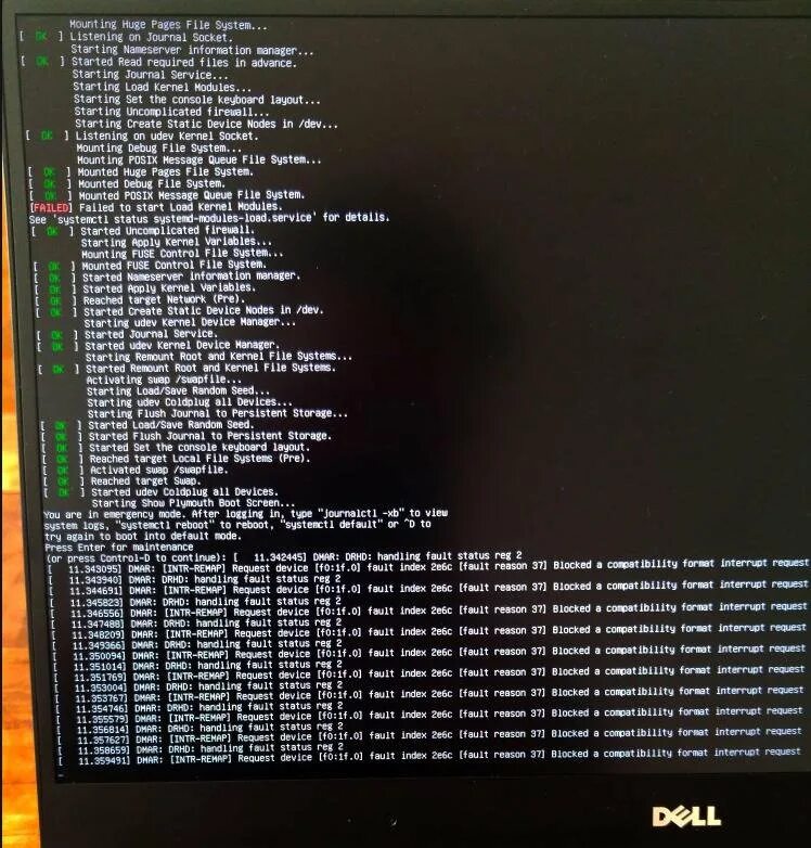 Аварийный режим Linux. Ubuntu Emergency Mode что делать. Reason 1. Failed to start remount root and Kernel. Start kernel