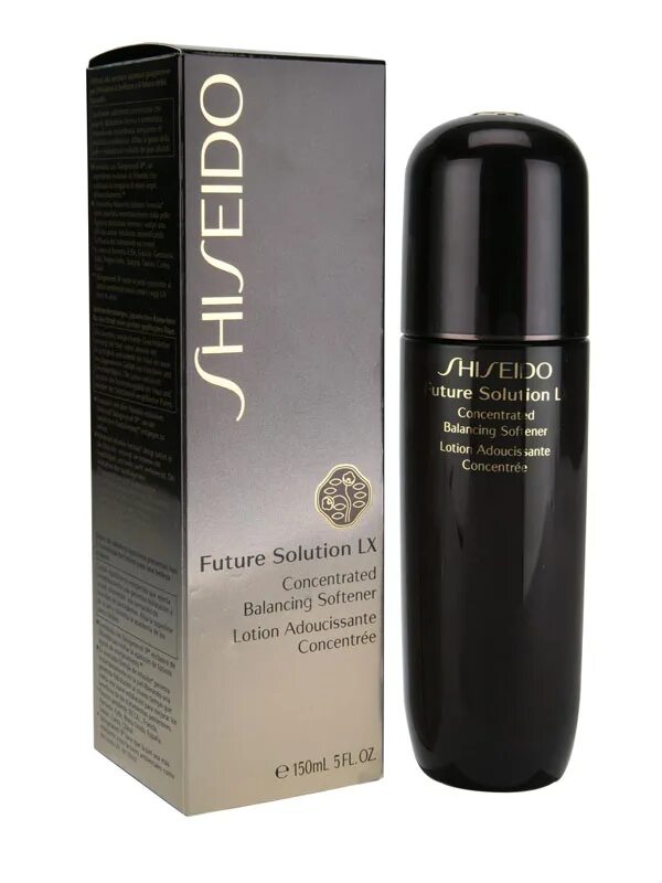 Shiseido Future solution LX. Софтнер шисейдо в черной упаковке. Купить софтнер для лица Shiseido Future solution LX concentrated Balancing Softener. Shiseido Future solution LX цена.