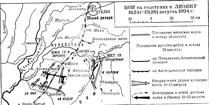 Битва под ляояном. Ход сражения русско японской войны 1904-1905. Карта русско-японской войны 1904-1905 года.
