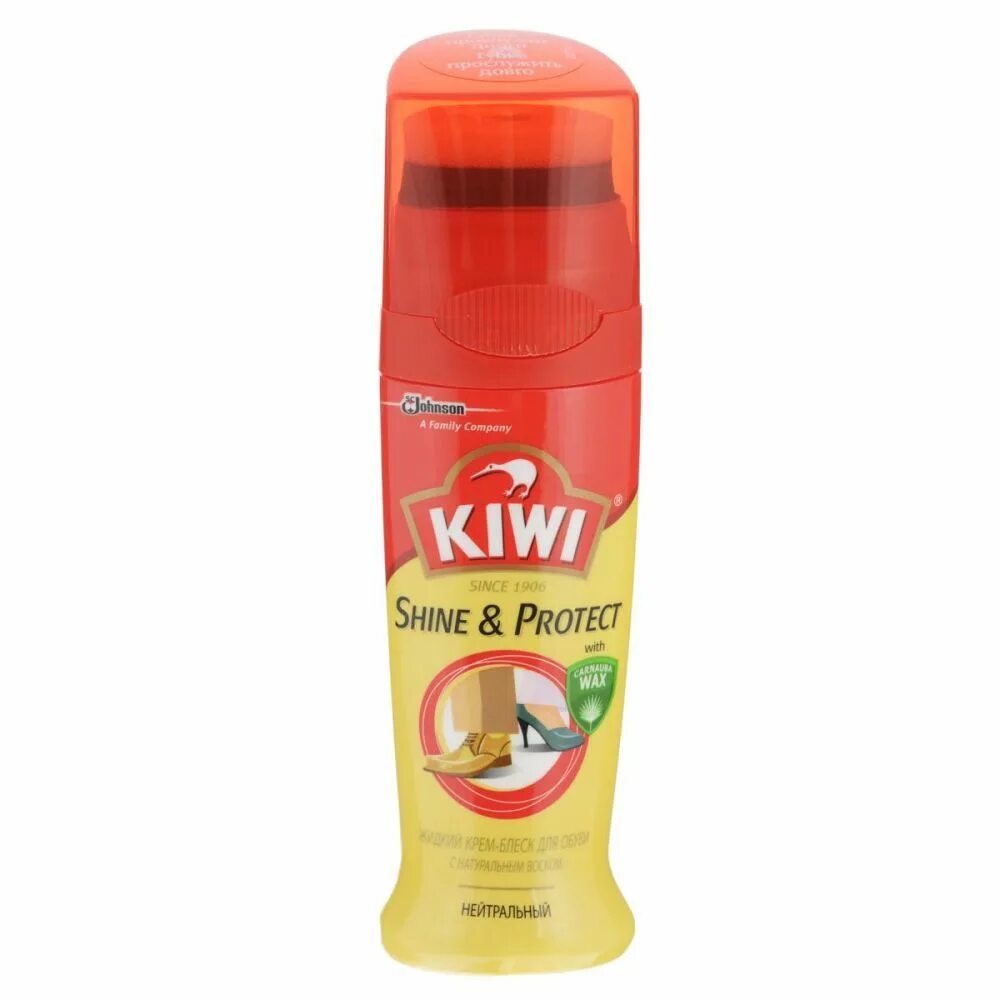 Киви для обуви купить. Крем-блеск Kiwi для обуви Shine&protect бесцветный, 75 мл. Жидкий крем блеск для обуви Kiwi. Крем для обуви киви с воском. Крем блеск для обуви киви.