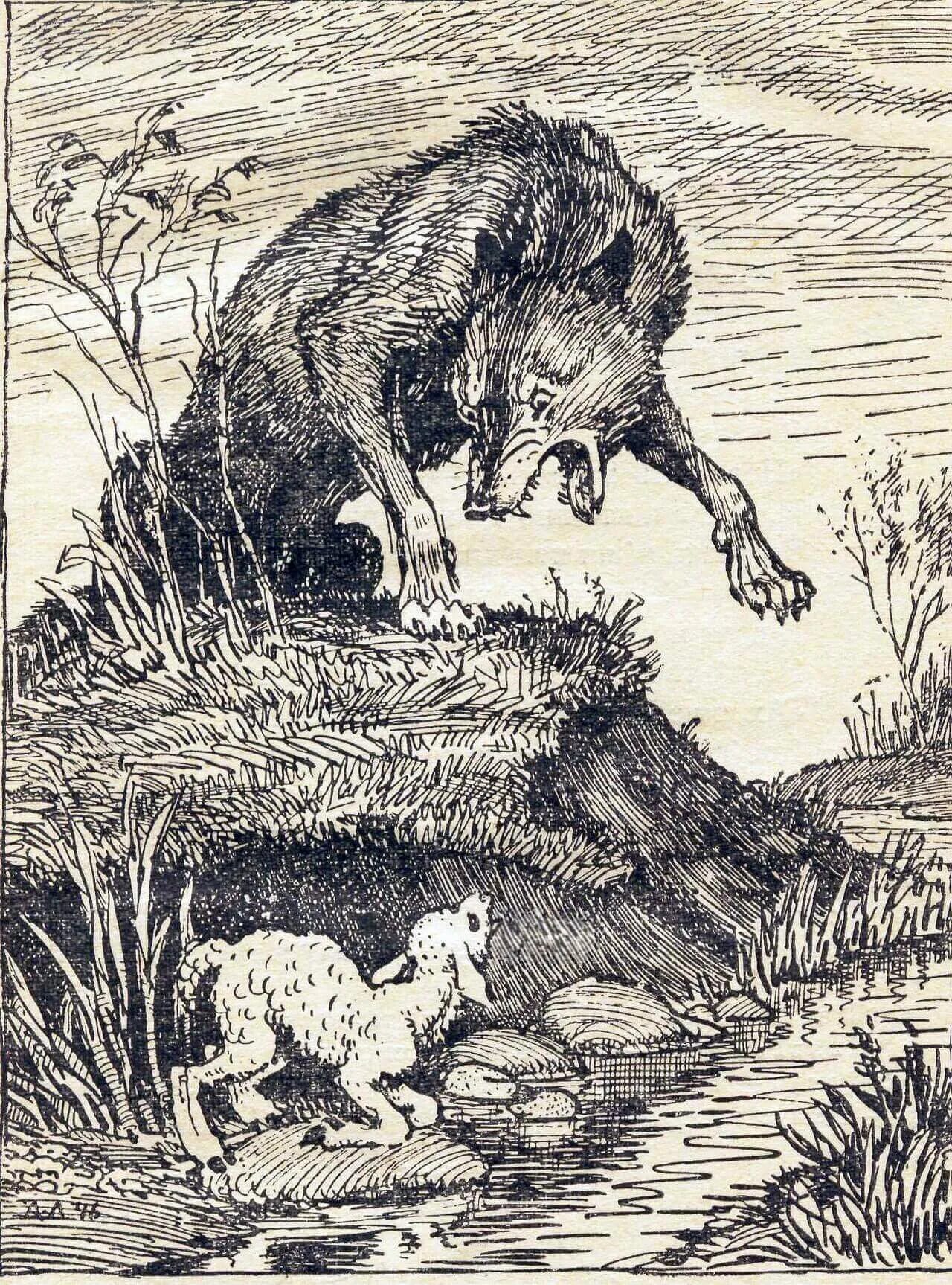 Литература 5 класс волк и ягненок читать. Басня изоппа волк и ягнёнок.