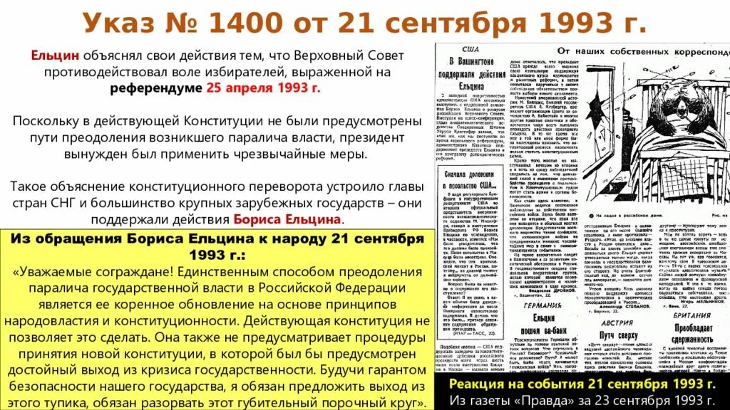 Указ 1993 года Ельцина. Указ Ельцина 1400 от 21 сентября 1993 года. Сентября года указ о роспуске Верховного совета. Указ президента 21 сентября 1993 года.