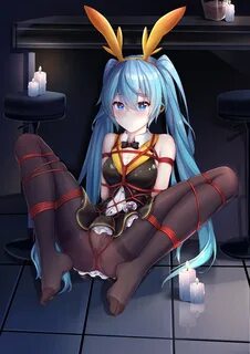 yiduan zhu vocaloid hatsune miku bondage cameltoe cleavage feet horns pants...