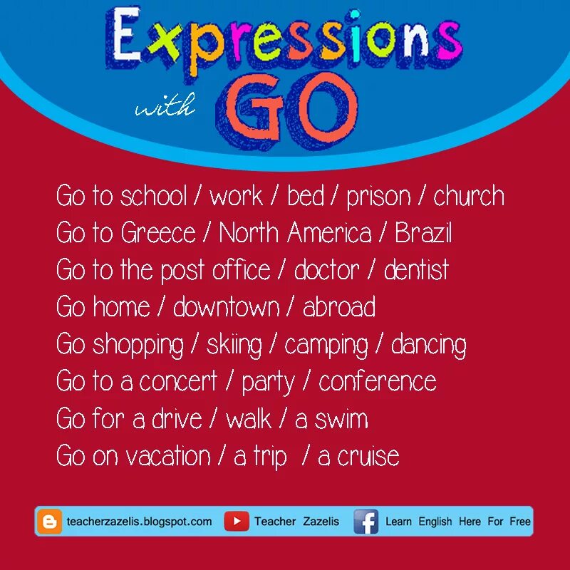 Expressions with go. Collocations with go. expressions with make and do.