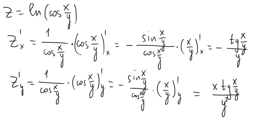 Производная ln z. Частная производная от y Ln(x^2-y^2). Ln cosx производная. Частные производные Ln. Частная производная от Ln(x/y).