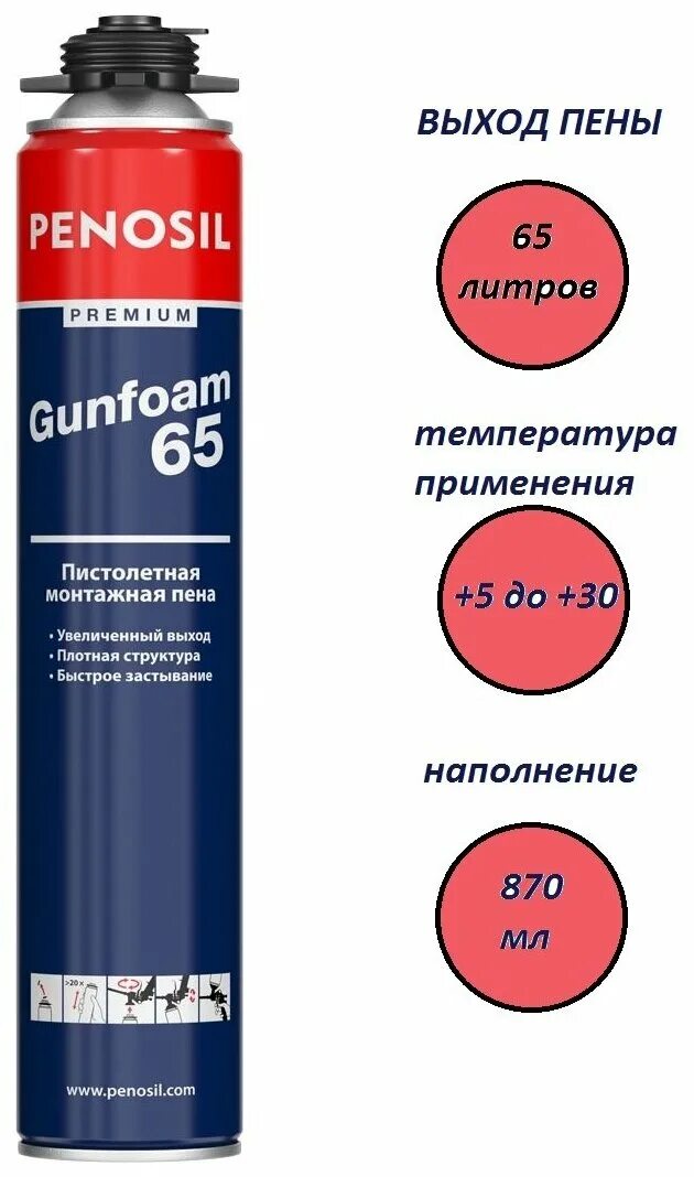 Пена монтажная цена 750. Монтажная пена Penosil Gunfoam 65. Монтажная пена Penosil "Premium Gunfoam" зима (65л). Монтажная пена Penosil Premium Gunfoam 65. Пена монтажная Penosil 750мл про.