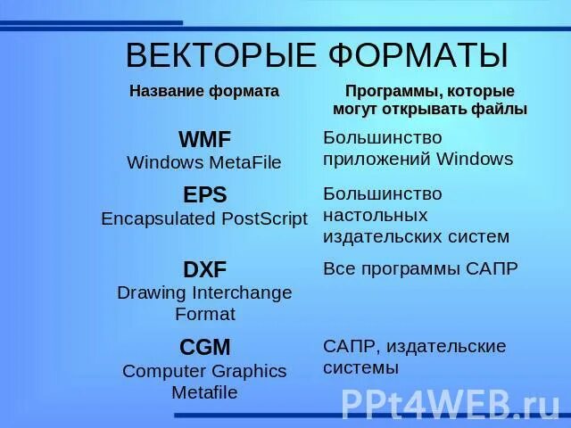 Векторным форматом является