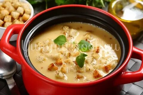 Рецепт крем супа с сыром и курицей