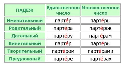Поставьте ударения партер
