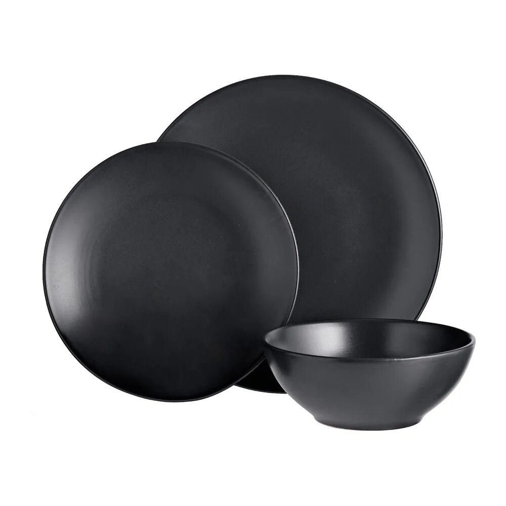 Набор посуды 24шт dinner Set (Black) code 15. Черная матовая посуда. Тарелка черная. Матовые тарелки. Тарелка матовая