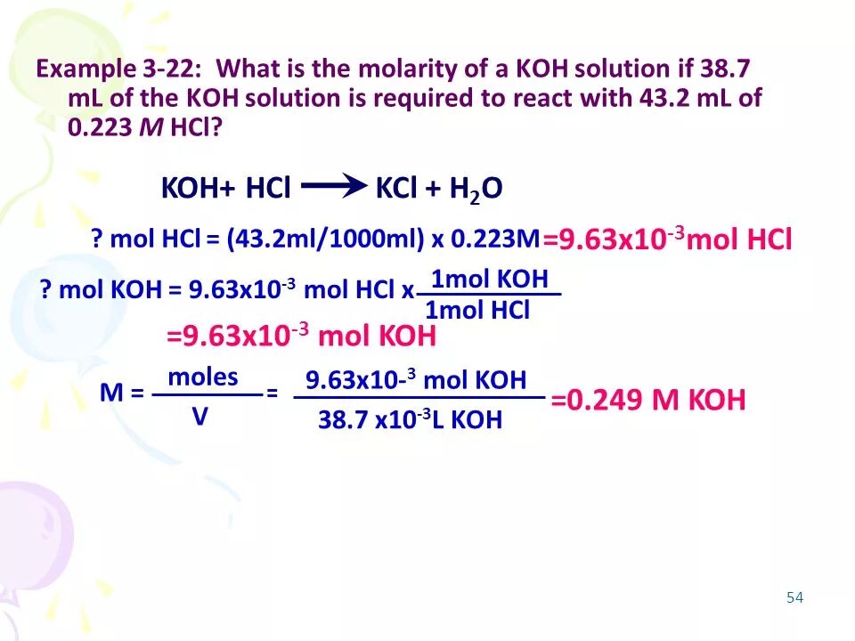 Кон hcl реакция