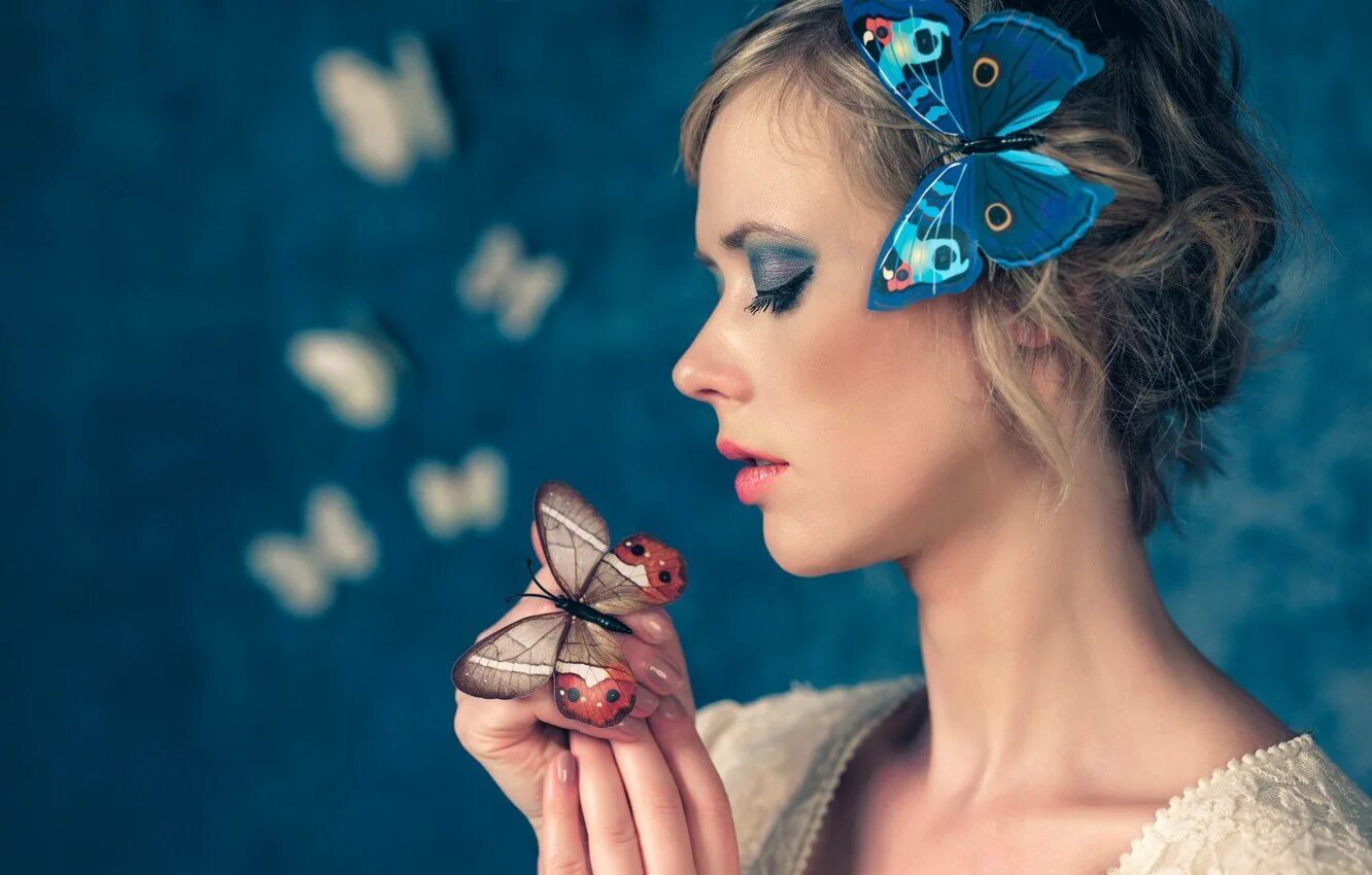Antonio Girlando. Девушка-бабочка. Женщина бабочка. Фотосессия с бабочками. Стрижка волос бабочка
