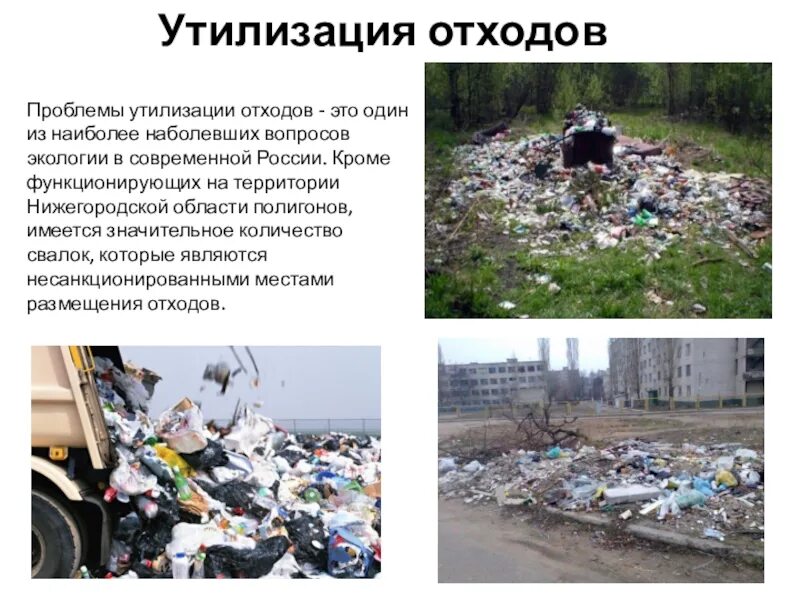 Экология региона нижегородской. Экологическая обстановка в Нижегородской области. Проблема утилизации отходов.
