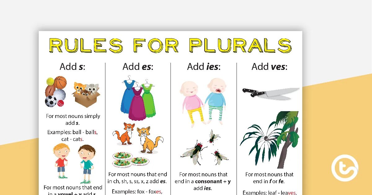 S es nouns. Plurals правила. plurals for kids правило. plural nouns таблица. plurals правило.