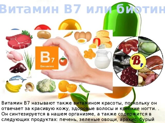 Витамин в 7 в продуктах. Витамин б7. Витамин в7. Биотин содержание в продуктах. В каких продуктах содержится биотин.