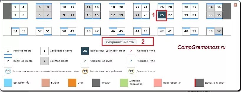 На какое число открыта продажа билетов. Обозначение мест в поезде. Выбор места в поезде. Цветовая схема мест РЖД. Схема вагона с обозначениями.