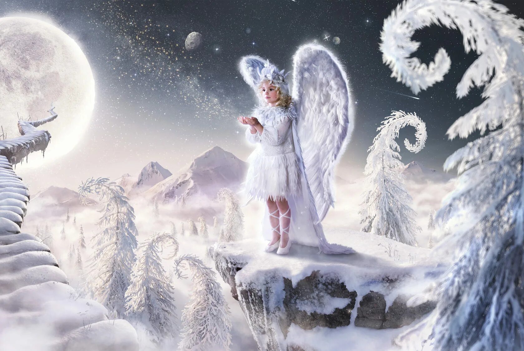 снежная фея. ангел на снегу. зимний ангел. зимний ангел. художник хейзел линкольн рождественский ангел.