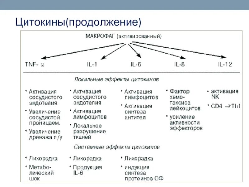 Роль макрофагов. Функция м2 макрофагов. Локальные и системные эффекты цитокинов. Макрофаги классификация. Активированные макрофаги.