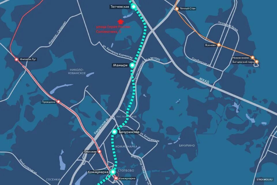 Метро тютчевская на карте новой москвы