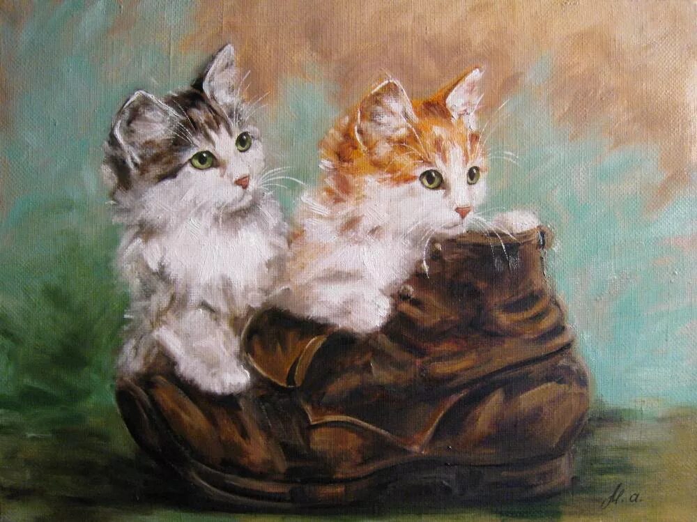 Кошка масло любят. Котенок живопись. Кошки в живописи. Картина котенок. Кошки картины художников.