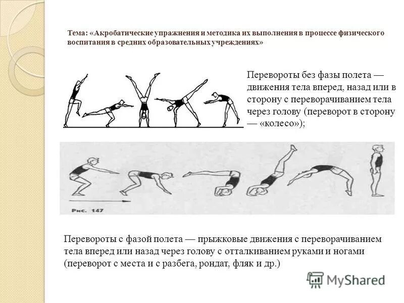 Переворот движения. Акробатические упражнения и техника их выполнения. Основные акробатические упражнения. Соединение акробатических упражнений. Акробатические упражнения и их названия.